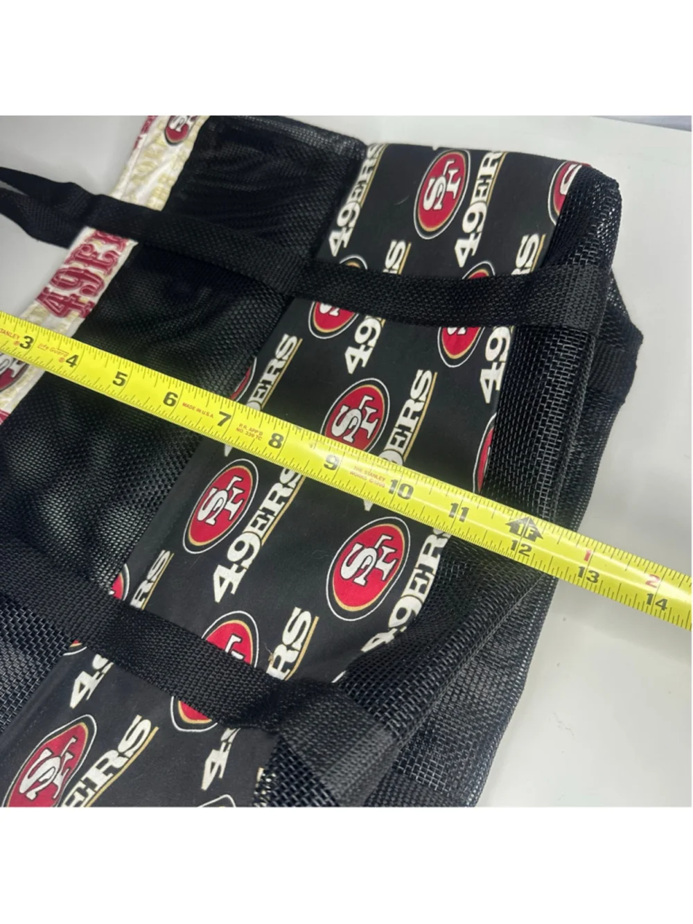 San Francisco SF 49ers Football Black & Red Mesh Tote Bag w Pockets (Handmade)